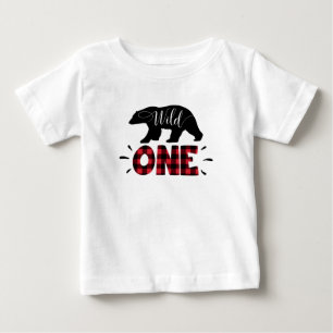 Bebé Oso silvestre de un bosque colocado en camiseta de
