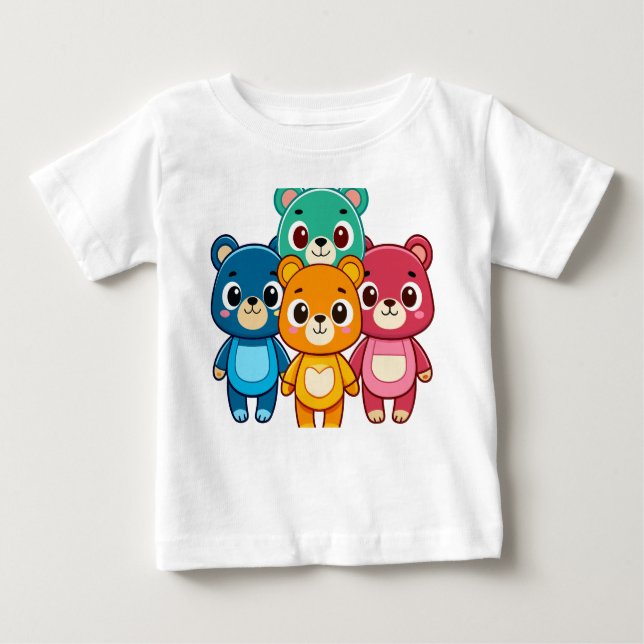 Bebé Osos Personalizados coloridos - Diseño de camiseta (Anverso)