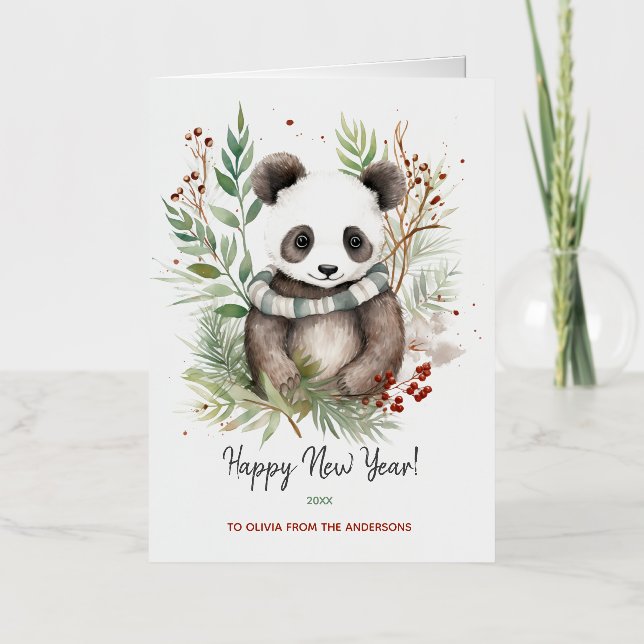 Bebé Panda Adorable Botánicos rústicos de invierno (Anverso)