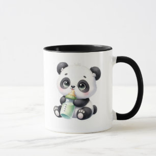 Bebé Panda Adorable Sosteniendo Taza de Café de Ba