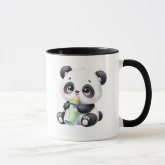 Bebé Panda Adorable Sosteniendo Taza de Café de Ba