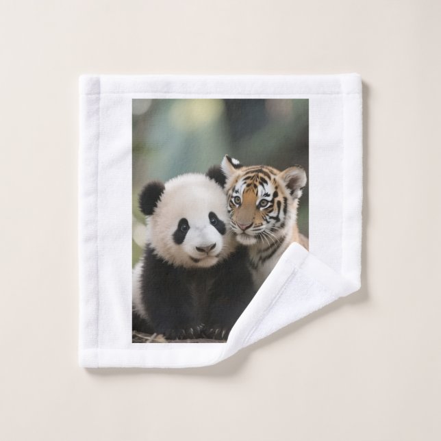 Bebé Panda Adorable y Cachorro de Tigre Manta Bebé (Toallita)