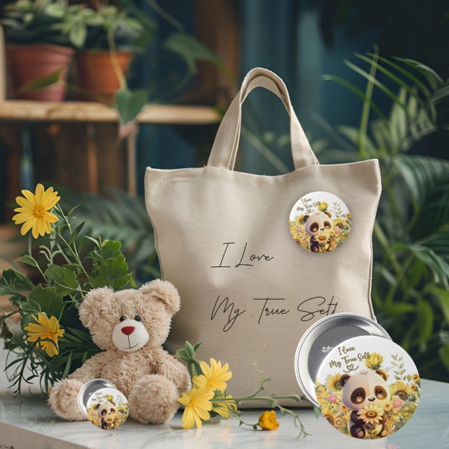 Bebé Panda con botón redondo de girasol (Subido por el creador)