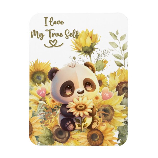 Bebé Panda con Imán de Foto Flexible de Girasol (Vertical)