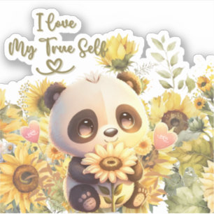 Bebé Panda Con Pegatina De Girasol