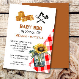 Bebé Parejas de BBQ Invitación temática de Baby Sh