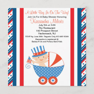 Bebé patriótico en la invitación de Baby Shower