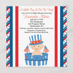 Bebé patriótico en la invitación de Baby Shower