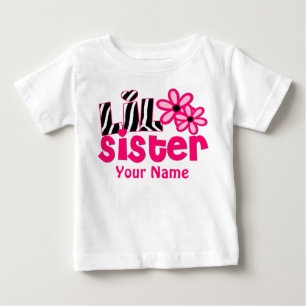 Bebé Pequeña camiseta personalizada de cebra rosa