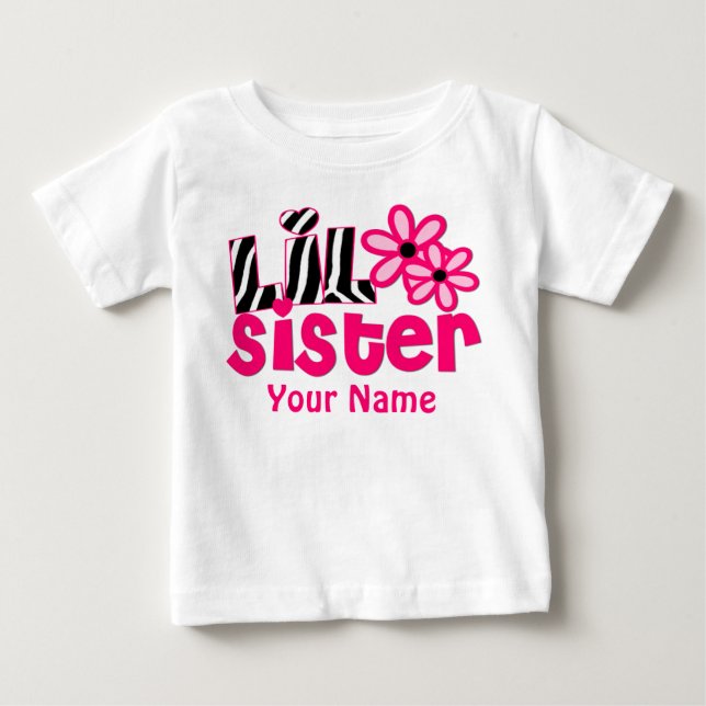 Bebé Pequeña camiseta personalizada de cebra rosa (Anverso)