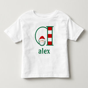 Bebé Pequeño monograma de la camiseta a rayas de Santa 