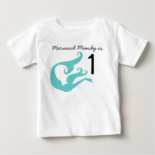 Bebé Personalizable de Sirena Primera camiseta de cumpl