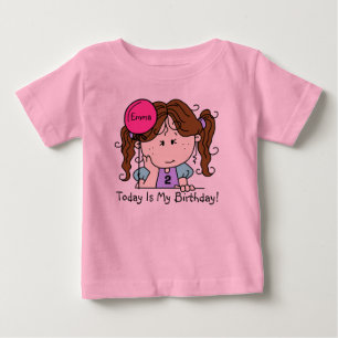 Bebé Personalizado Brunette Chica con camiseta de cumpl
