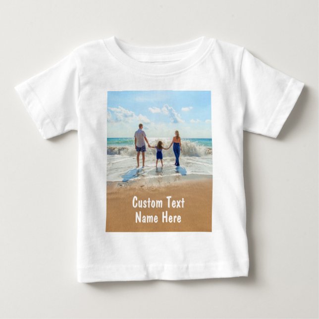Bebé Personalizado de su bebe fotográfico camiseta con  (Anverso)