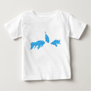 Bebé Pescado de Koi, camiseta abstracta de cinta azul