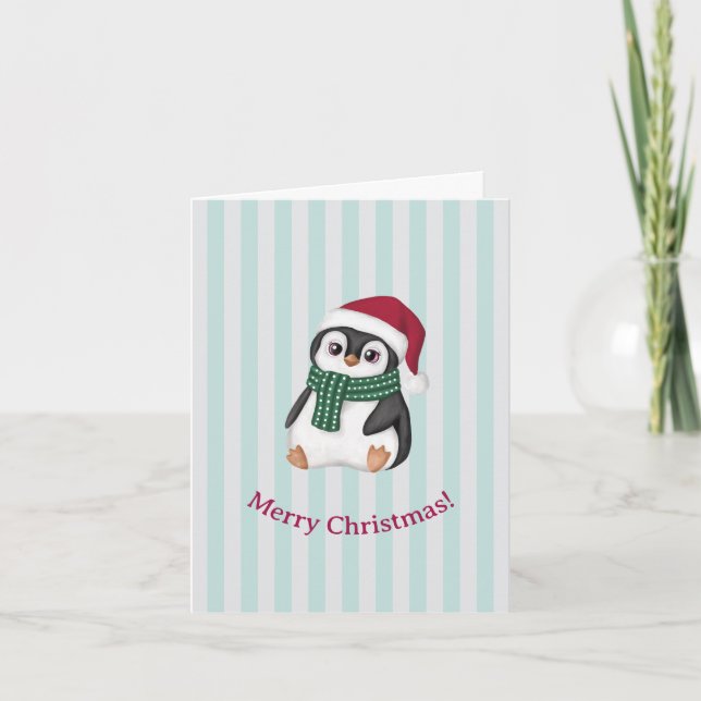 Bebé Pingüino Adorable con Gorro de Santa Navidad (Anverso)
