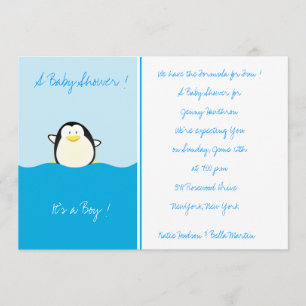 Bebé Pingüino - Invitaciones a la ducha para bebés