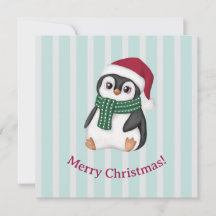 Bebé Pingüino Lindo con Gorro de Santa Navidad