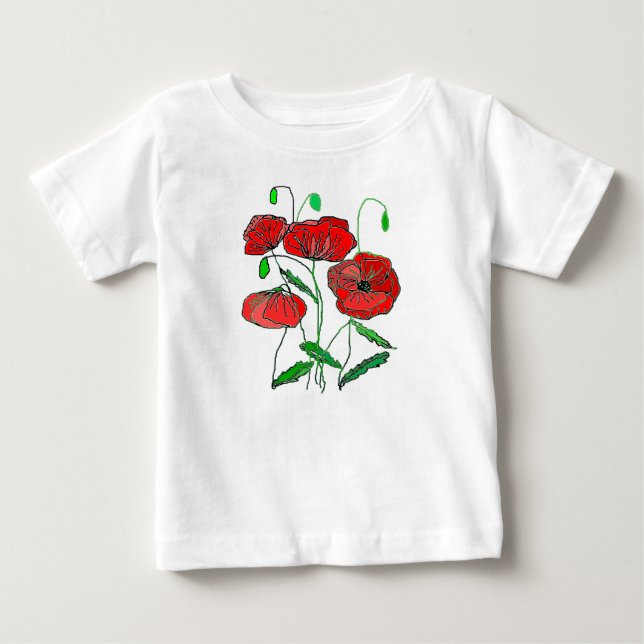 Bebé Pintura de una camiseta para bebés amapola (Anverso)