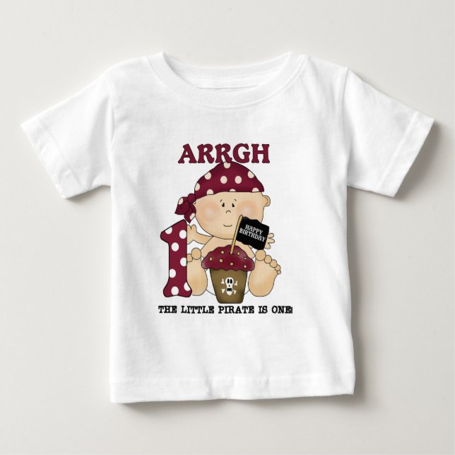 Bebé Pirata Primera camisetas de cumpleaños y rega (Anverso)