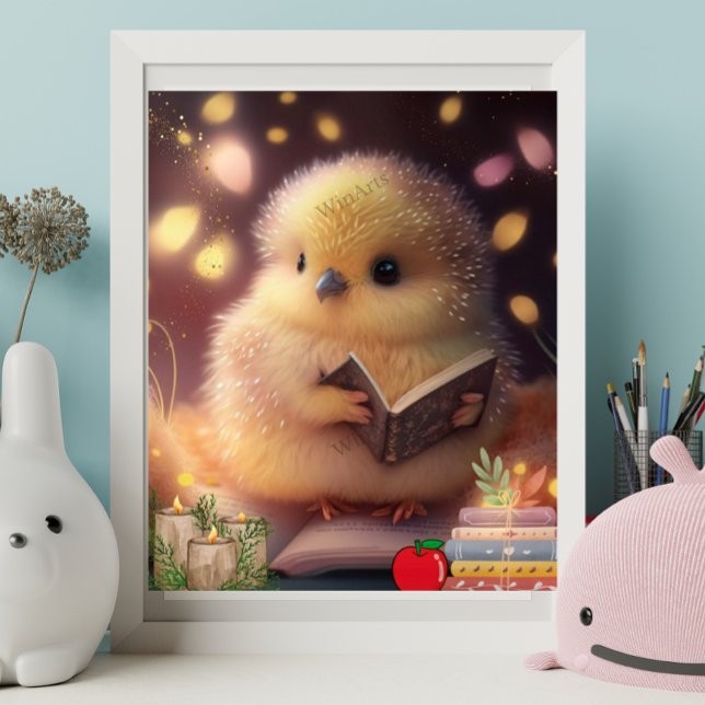 Bebé Pollito Lindo leyendo un libro Arte Guardería (Subido por el creador)