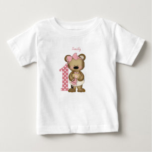 Bebé Primer Chica de cumpleaños Teddy Bear con camiseta