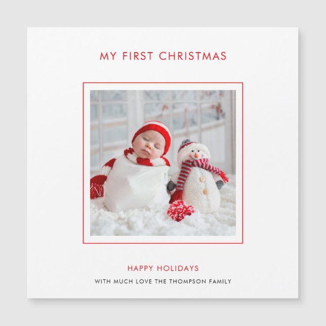 Bebé Primer Personalizado navideño fiesta Minimali (Anverso)