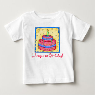 Bebé Primera (1ra) camiseta de la torta de cumpleaños