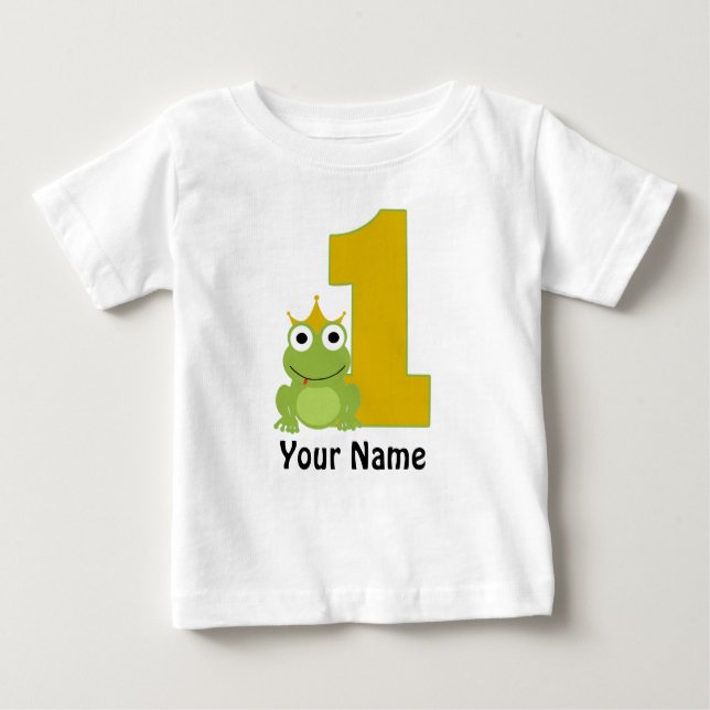 Bebé Primera camiseta BIrthday de rana personalizada (Anverso)