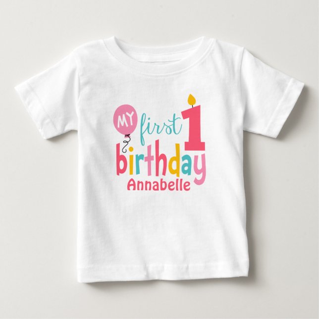 Bebé Primera camiseta de cumpleaños personalizada (Anverso)