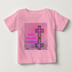 Bebé Primera camiseta de la Santa Comunión con nombre