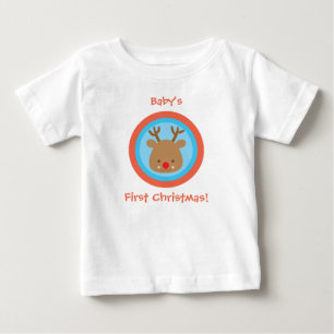 Bebé Primera camiseta de Navidad Rudolf del navidad