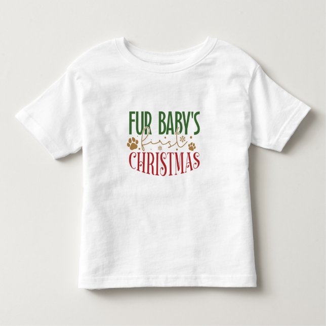 Bebé Primera Navidad de Fur Baby - Camiseta Mascota de  (Anverso)