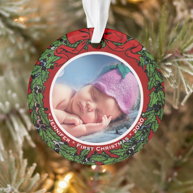 Bebé primera Navidad linda foto Ornamento (Árbol)