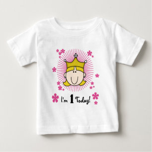 Bebé Princesa Rubia Primera camiseta de cumpleaños y re