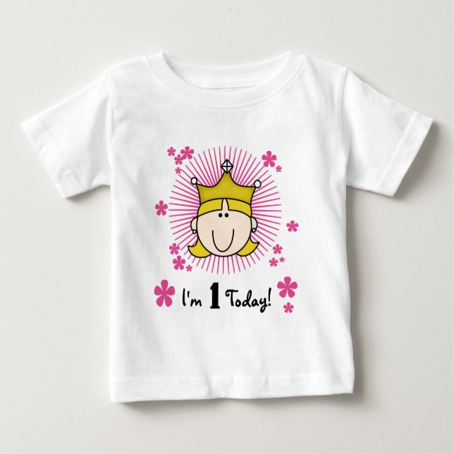 Bebé Princesa Rubia Primera camiseta de cumpleaños y re (Anverso)