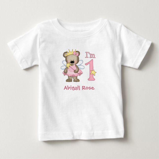Bebé Princess Bear primera camiseta de cumpleaños (Anverso)