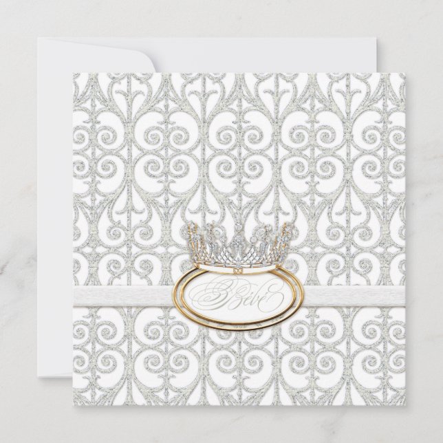 Bébé Princess Crown Baby Shower Invitación (Anverso)