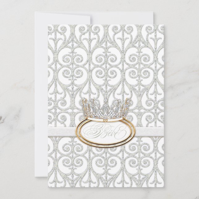 Bébé Princess Crown Baby Shower Invitación (Anverso)