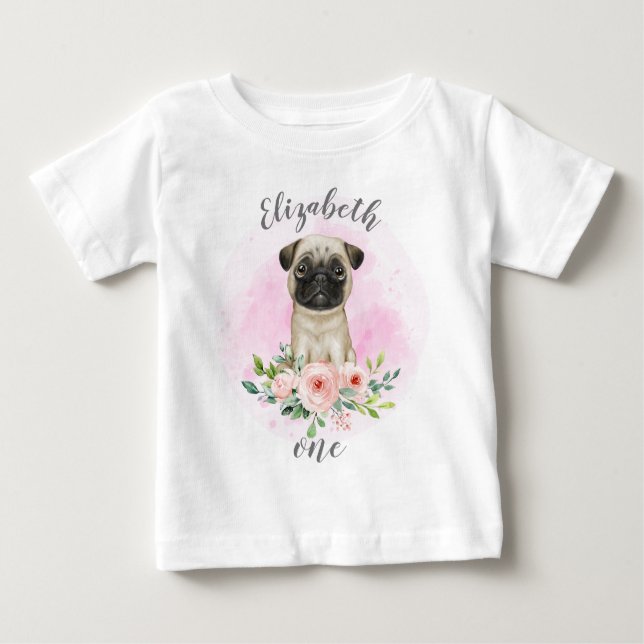 Bebé Pug Nacimiento Camiseta (Anverso)