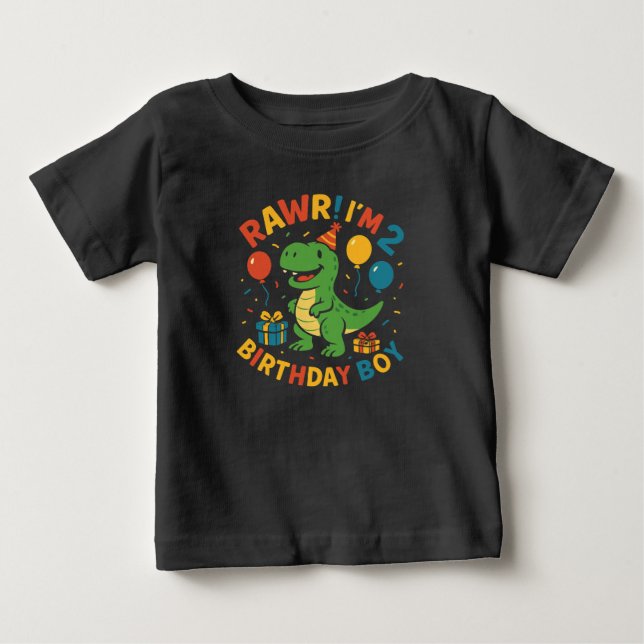 Bebé ¡RAWR! Tengo 2 años - Camiseta de cumpleaños de ni (Anverso)