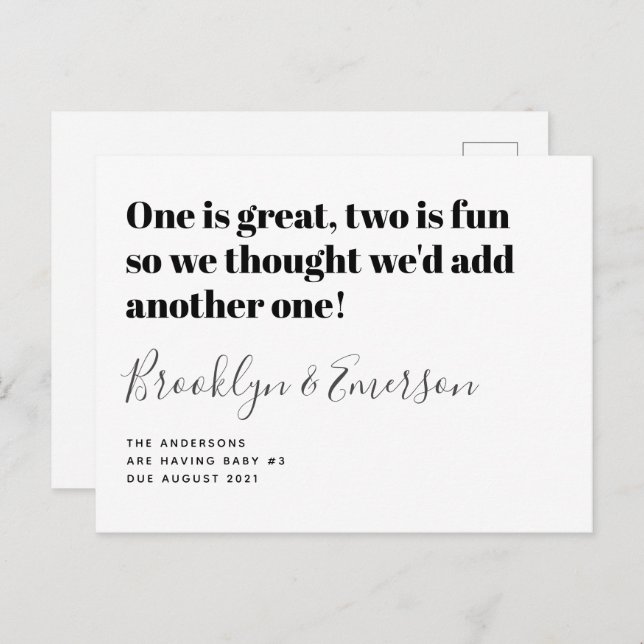 Bebé reducido número 3 Invitación de embarazo (Anverso / Reverso)