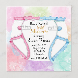 Bebé revela la invitación de Baby Shower con pañal