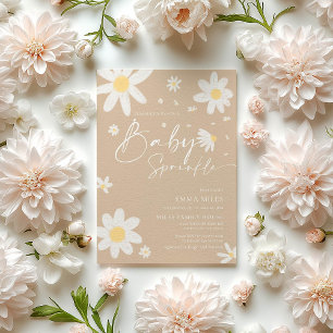 Bebé rociado, Invitación a Baby Shower Daisy Beige
