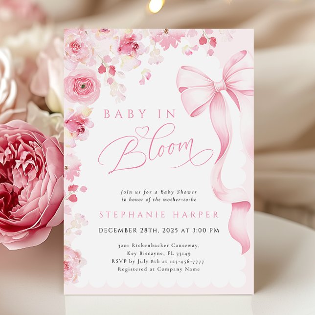 Bebé Rosa En Bloom Invitación Baby Shower (Subido por el creador)