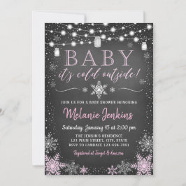 Bebé rosa está frío fuera de la invitación de Baby