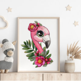 Bebé Rosa Flamingo Poster animal | Impresión de pa