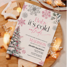Bebé rosa hace frío fuera de la invitación de Baby
