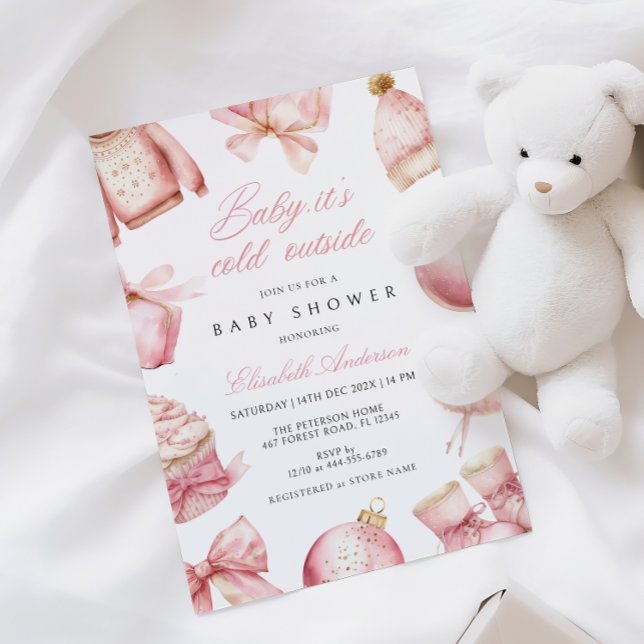 Bebé rosa hace frío fuera de la invitación de Baby (Subido por el creador)
