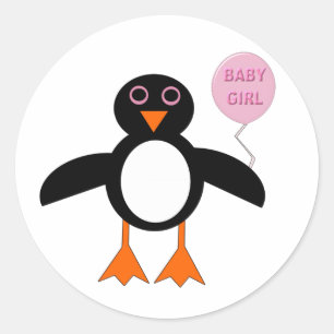 Bebé rosa lindo Pegatinas de pingüino
